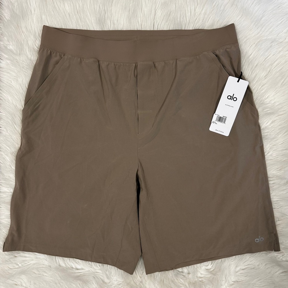 Alo Yoga Mens Plow Shorts Gravel Brown M6096R Athletic Gym Training 2XL NWT